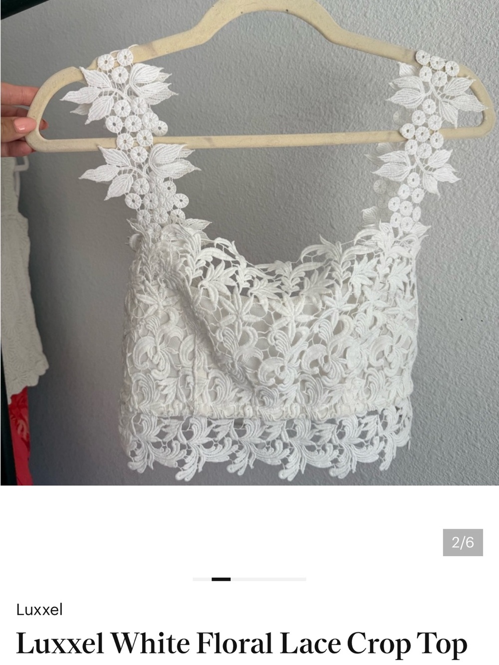 Luxxel White Floral Lace Bralette Crop Top - Picture 7 of 8